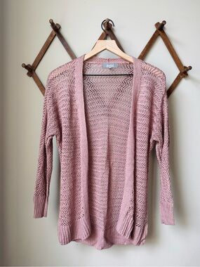 Marled Reunited Clothing Dusty Rose Open-Weave Cardigan Size XS